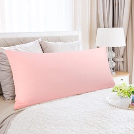 PiccoCasa Body Pillow Cover Egyptian Cotton Bolster Pillow Cases - 300 Thread Count Super Soft and Breathable Long Body Pillowcase with Zipper Closure Pink 20"x48"/ 4ft