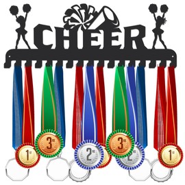 SUPERDANT Cheer Medal Hook Cheerleaders Sports Medal Holder Cheerleading Display Hanger Rack Metal 17 Hooks Medals Wall Mount Ribbon Display Holder Rack Decor Iron Hooks Gifts for Athletes