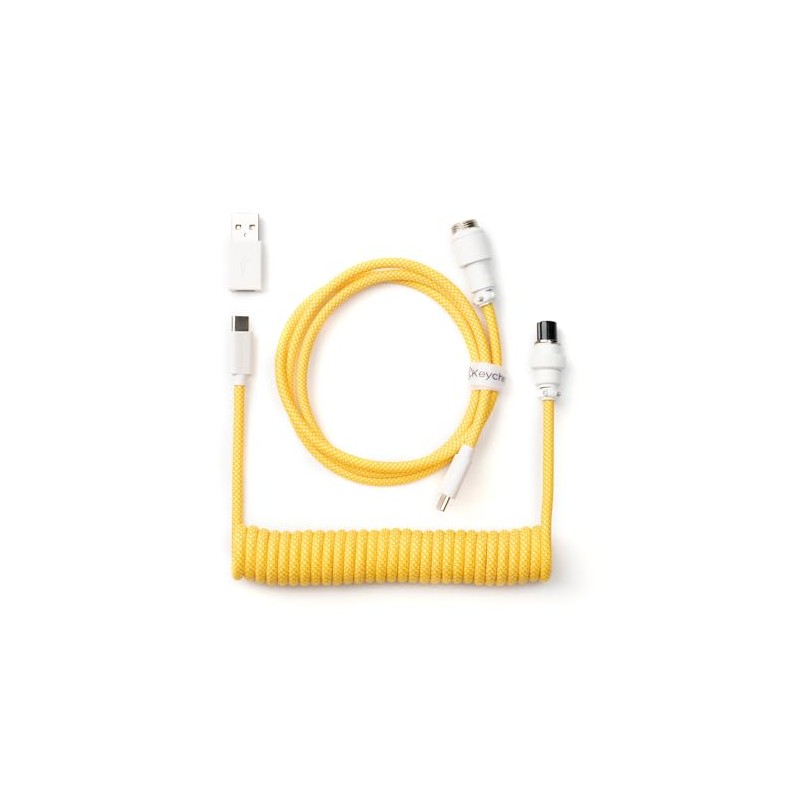 Keychron Custom Coiled Aviator Cable, Yellow, 5-Pin (GX12) Detachable Metal
