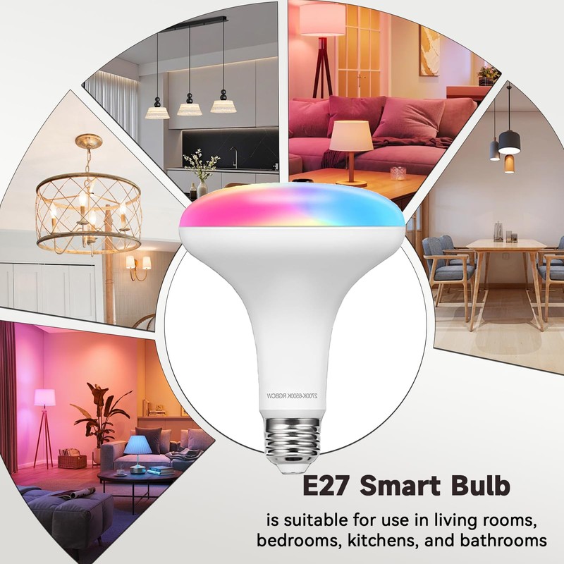 LEDGUHON 1PCS E27 Smart RGB+CW Flood Light 9W 850LM, Adjustable