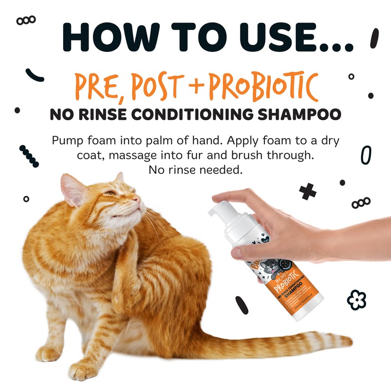Bugalugs No Rinse Cat Shampoo for Itchy Skin with Prebiotics,