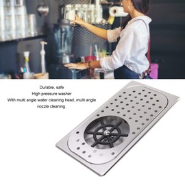 304 Stainless Steel Pitcher Rinser Cup Washer Glass Cleaning Rinser High Pressure Washing With Drain Drip Tray Hose for Bar Coffee Shop (Stainless Steel Color A)