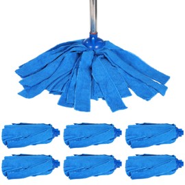6 Pcs Microfiber Mop Heads, Blue Wet Dry Head Refills, High Absorbency Mop Replacements, Multi-Directional Cleaning, Compatible with Standard 3/4" Threaded Poles
