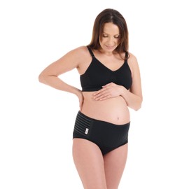 Herzmutter - 3200 - Maternity Belly Belt - Abdominal Support Band - Adjustable Size - Pregnancy Belt for Gymnastics, Yoga, Sport - Black | Wide, size: s-m