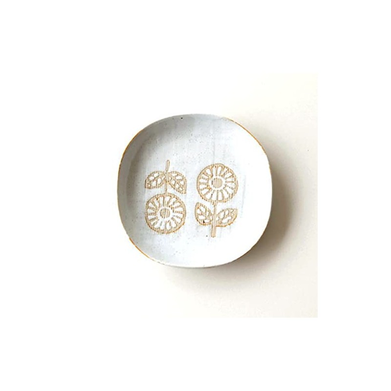 Ksn1202 Plate, Scandinavian Plate, Ceramic, Flower Pattern, Cute, Stylish, Setoyaki,