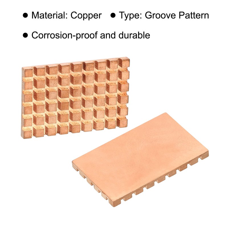 sourcing map Copper Heatsink with Conductive Thermal Pads for Solid