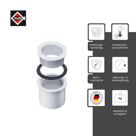 INEFA Drain pipe for screwing for box gutter, PVC DN 75 / NW 83 white hanging pipe gutter accessories, easy installation, made in Germany
