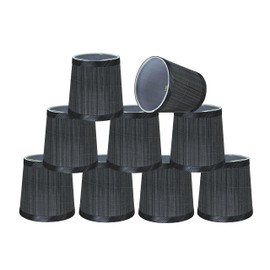 Aspen Creative 32831-9A Small Hardback Empire Shape Chandelier Clip-On Lamp Shade Set (9 Pack), Transitional Design in Grey & Black, 5" Bottom Width (4" x 5" x 5")
