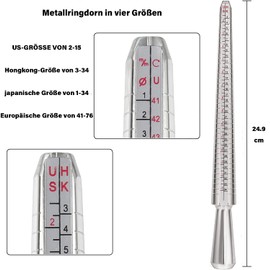 MLAHBT Ring Size Ring Gauge Measuring Stick Ring Size Gauge Ring Size Determiner Size Standard EU, HK, USA and JP Sizes 41-76, Aluminium