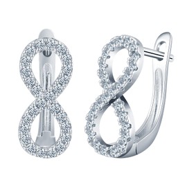 MICYUMI Women's 925 Sterling Silver Infinite Symbol Hoop Earrings Cubic Zirconia Earrings,Silver