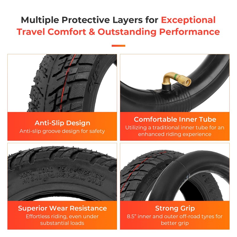8.5x3 Scooter Tire Off-Road, 8 1/2x3 (50-134) 8 Inch Replacement