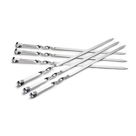 IMEEA Large 15.7" Brazilian Flat Kabob Skewers w/ 2/5'' Wide Blade Metal BBQ Barbecue Skewers Stainless Steel Shish Kebob Sticks Set Picanha for Grilling, Set of 6