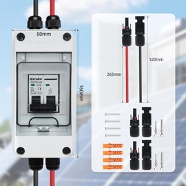 KERWINN Solar Panel Disconnect Switch,30A 400V Miniature Circuit Breaker Box IP65 Waterproof AC/DC Disconnect Box for photovoltaic Solar Panel Grid-Connected Off-Grid System Home