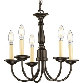 Progress Lighting 5-Light Ivory Candles Traditional Chandelier Light, Indoor, P4009-20, Antique Bronze