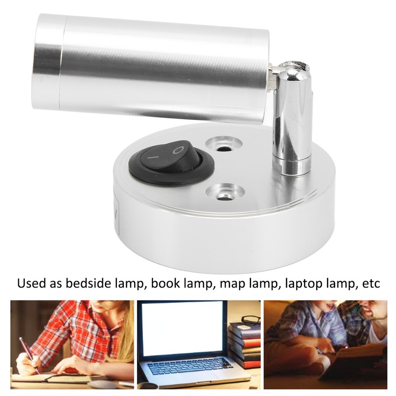 12‑24V 3W LED Reading Light Bedroom Bedside Lamp Chrome Aluminum