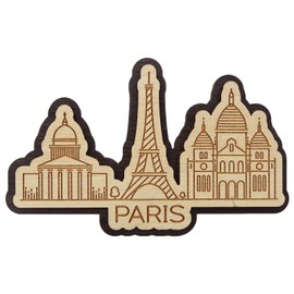 Printtoo Depicting Paris France Monuments Engraved Wooden Fridge Magnet Souvenir Decor