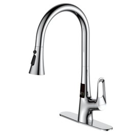RUVIDA Chrome Kitchen Faucets,Kitchen Sink Faucet with Pull Down Sprayer,Single Handle Motion Sensor Kitchen Sink Faucets with Deck Plate for Commercial RV Farmhouse Camper Laundry
