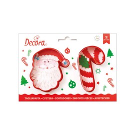 Decora 0255068 Plastic Cookie Cutter Santa Claus and Sugar Stick 2-Piece