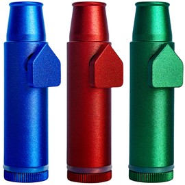 3 Pack Metal Spice Dispenser Mini Pepper Shaker OMO 2nd generation Portable Leak-Proof Storage Bottle (Blue Red Green)