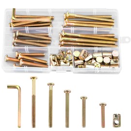 Cylinder Nuts Zinc Plated Carbon Steel Furniture Screws M6*40/50/60/70/80mm Screws for Furniture Beds Crib Crib and Chairs Pack of 50