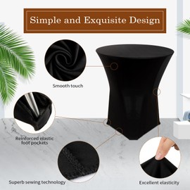 32 x 43 Inches Highboy Spandex Cocktail Table Cover, Round Cocktail Tablecloth Stretch Fitted Tablecloth for Round Bottom Table Bar Pub Wedding Party Banquet Birthday Supplies (Black, 12 Pieces)