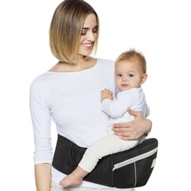 Safotad Baby Carrier with Hip Seat, Ergonomic Front Carrier for Newborns & Toddlers, Adjustable Waistband with Strong Support, Large Pocket Design, Black