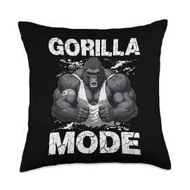 Gorilla Modes Fierce Animal Strength Throw Pillow
