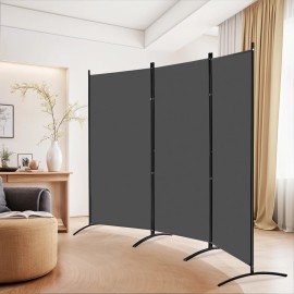 Segawe 6 Ft Room Dividers with Metal Frame Durable 3 Panels Privacy Screens Indoor Grey