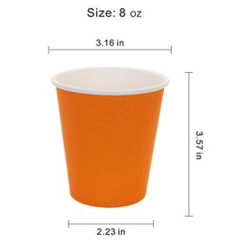 Yes!Fresh Hot Party Paper Cups, 8 Ounce, 50 Count, Multiple Colors (Orange)