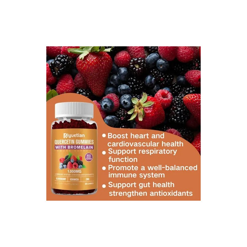 Riyuetian Quercetina Bromelina Zinc Vitamina C 60 Cpsulas , ,