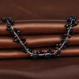 Infinite U Fashion Black Ball Beads Adjustable Necklace Choker Choker Ladies 'Necklace 925 Sterling Silver Pendant Silver