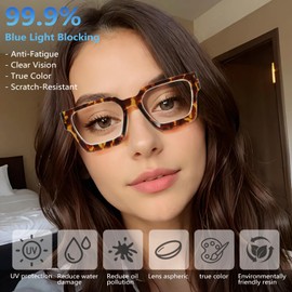 YDAOWKN Oversized Blue Light Blocking Glasses for Woman Rectangle Frame Fashion Chic Preppy Anti Eyestrain