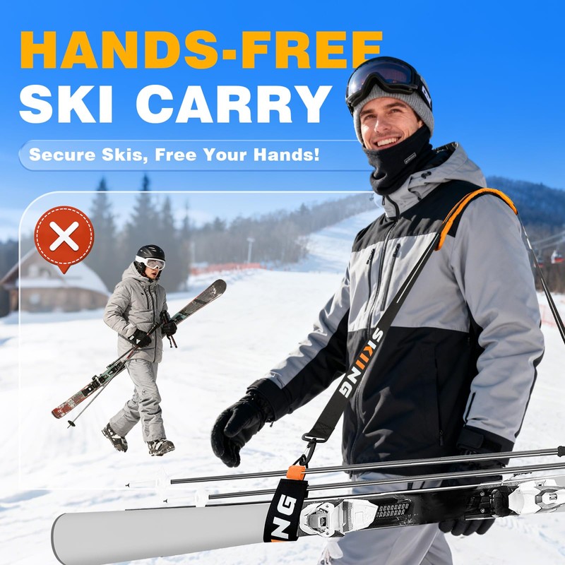 JaunniQir Ski Carrier Strap with Padded Shoulder 1Pcs Ski &