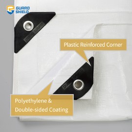 GUARD SHIELD Tarps Heavy Duty Waterproof 10x10 Feet White Poly Tarp Cover Square Outdoor Thick UV Resistant Tarpaulin with Grommets 10mil (2-Pack)