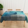 Leyiyi Oil Painting Rectangle Tablecloth Teal Grey Waterproof Tablecloth Modern