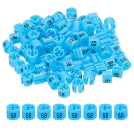 PATIKIL 100 Pcs Clothes Hanger Markers Number 58 Tags Fit 3mm Rod Garment Size Tag Hanger Clips Round Color Coding Label for Clothing Hangers, Blue