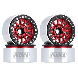 INJORA Crawler Rim 1.9 Inch Beadlock Rims for 1:10 RC Crawler Axial SCX10 Pro TRX-4 VS4-10 Redcat Gen 8 7 Pro (4 Pieces, Red)