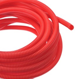 DMiotech 25ft Wire Loom Split Tubing 1/4 Inch, Cord Protectors from Pet Flexible Conduit Cable Management for Office, Home, Garden, Red