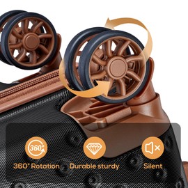 Joyway Luggage 20 Inch Carry On Luggage, Hard Shell Travel Carry On Suitcase Airline Approved,Lightweight Suitcases with Spinner Wheels(20-Inch, Black Brown)