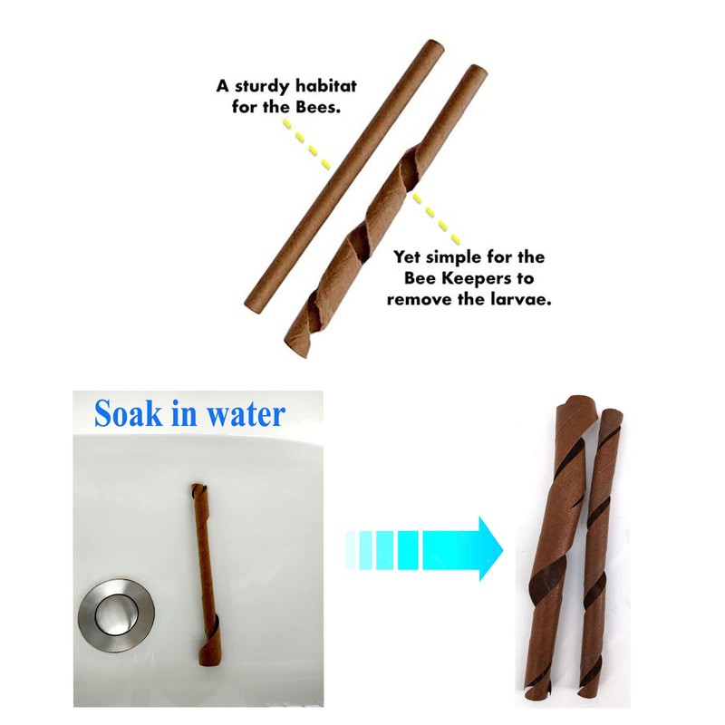 AukBeeFun Cardboard Mason Bee House Tubes 6 Inches Paper Tubes