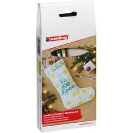 Edding 4600 Fabric Marker Set Green and Yellow Felt Tip Pens for Decorating Clothes, Ideal for Drawing Santa