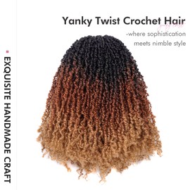 Toyotress Yanky Twist Crochet Hair - 14 Inch 8 Packs (30 Strands/Pcs) Pre-twisted Fluffy Spring Mini Twist Short Passion Twist, 3 Tones Ombre Brown Crochet Braids Braiding Hair (14 Inch, OT30/27-8P)