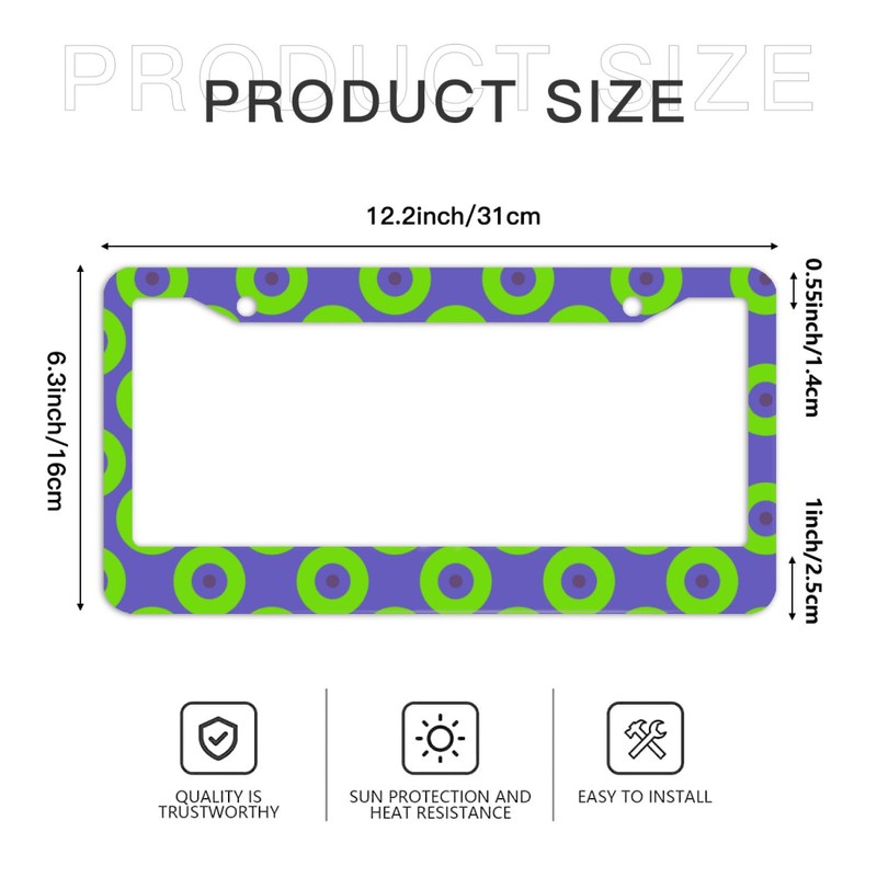 EFAWIPA Green Phish Circles Stainless Steel License Plate Holder Unique