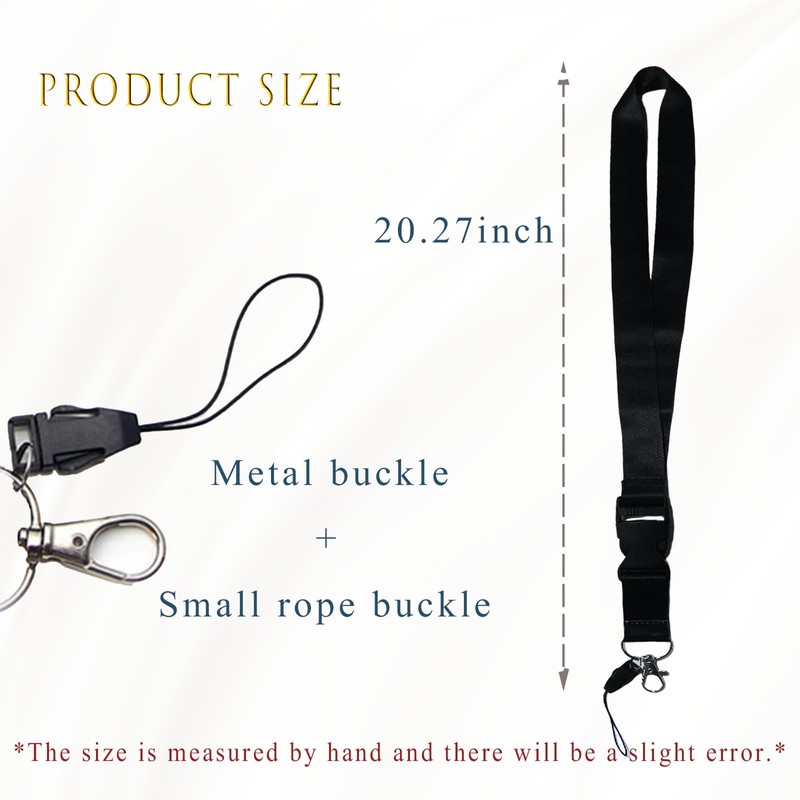 MOODKEY 1PC Black Neck Lanyard Detachable Solid Color Lanyard Badge