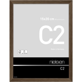 nielsen Picture Frame, 15 x 20 cm, Aluminium, Walnut Matt, Photo Frame for Standing and Hanging in Portrait and Landscape Format, Real Glass, C2
