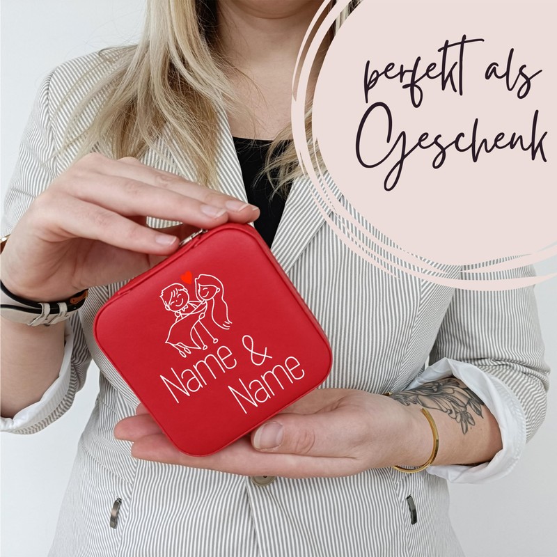 GRAZDesign Schmuckkästchen personalisiert mit Namen, klein in rot, Reise Schmuckschatulle