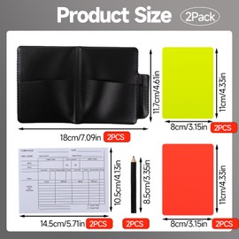kclkda 2 Pack Soccer Referee Card Set, Warning Football Referee Set Red And Yellow Referees Cards Coach Metal Whistle Red Yellow Cards with Record Paper for Sports, Football, Soccer, Basketball Game
