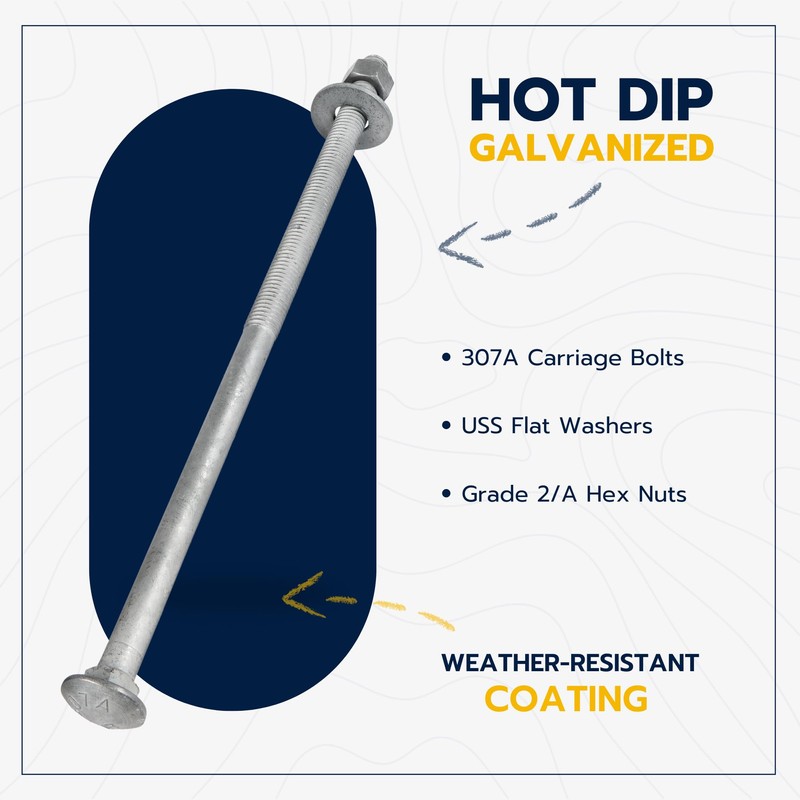 1/2" x 12" (25 Pack) Galvanized Carriage Bolt Kit Grade