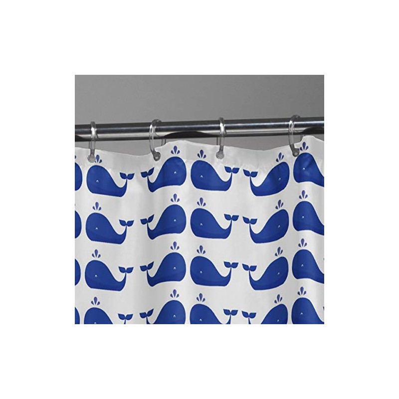Sealskin Whale PEVA Waterproof Shower Curtain Blue 180cm Width x