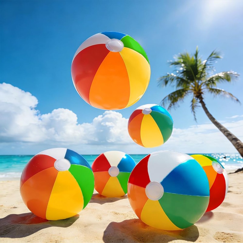 WSepascI Beach Balls, 3 Pack Rainbow Beach Ball, 20 Inch
